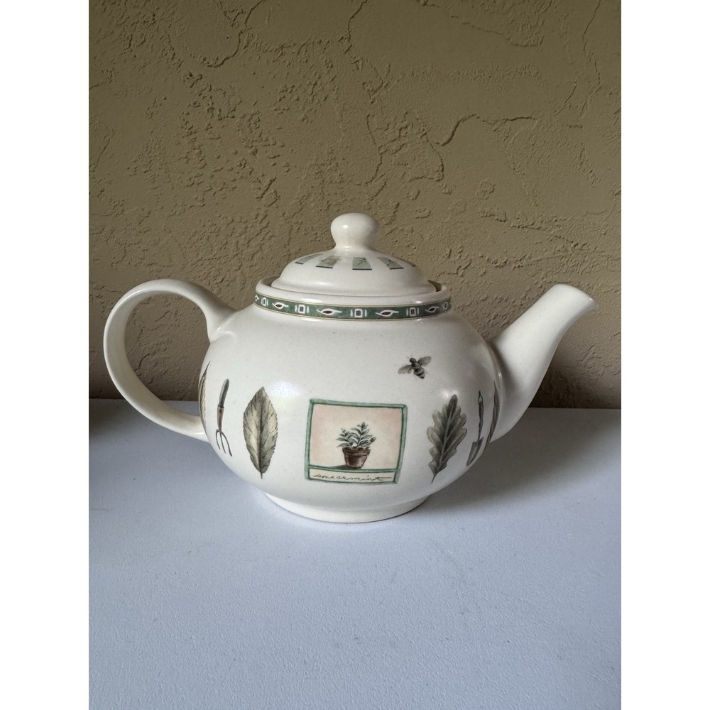 Pfaltzgraff Naturewood Teapot Herb Garden Stoneware Botanical Tea Pot With Lid